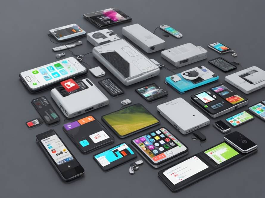 concetto di mobile marketing con molti dispositivi